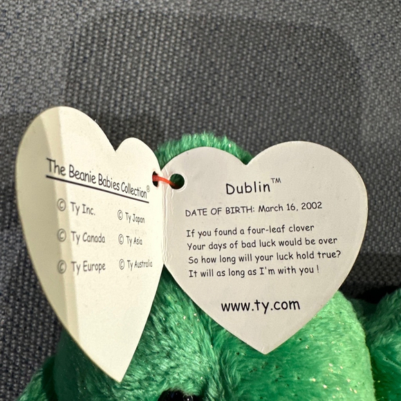 Ty Beanie Babies Dublin Bear Green Collectible NWT NEW 2002 vintage clover - Picture 7 of 16